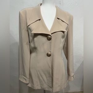 Vintage 1990s Y2K Oversized Cream Sheer Back Blazer Size 8